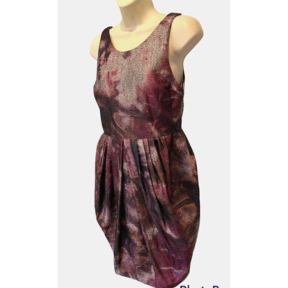 Alice + Olivia Purple Metallic Bubble Hem Marie Tulip Cocktail Prom Dress - Picture 3 of 15